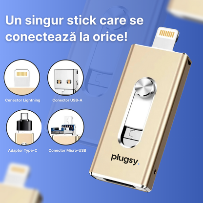 Plugsy™ – Stick de memorie USB universal 4-în-1