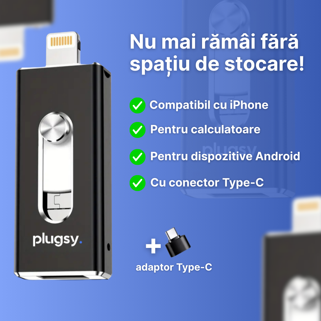 Plugsy™ – Stick de memorie USB universal 4-în-1