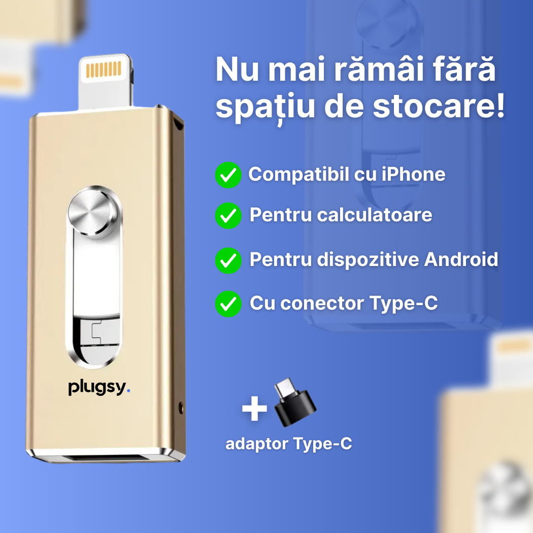 Plugsy™ – Stick de memorie USB universal 4-în-1