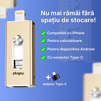 Plugsy™ – Stick de memorie USB universal 4-în-1